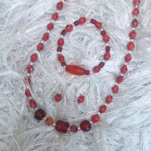 Handcrafted One of a Kind Artisan Recycled Glass and Paper Beads Jewelry Set